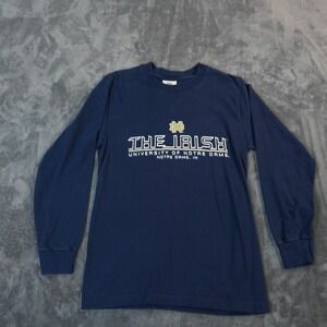 VTG Notre Dame Shirt Womens Small Blue Shamrock Cotton Exchange The‎ Iris Hammes